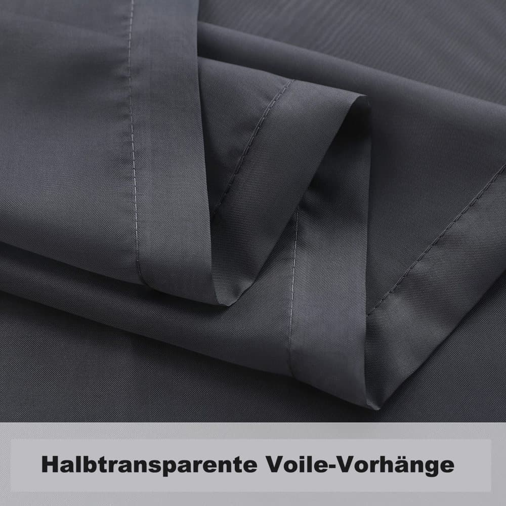 Black Water Resistant Sheer Eyelet Curtains for Outdoor, 132 cm x 274 cm