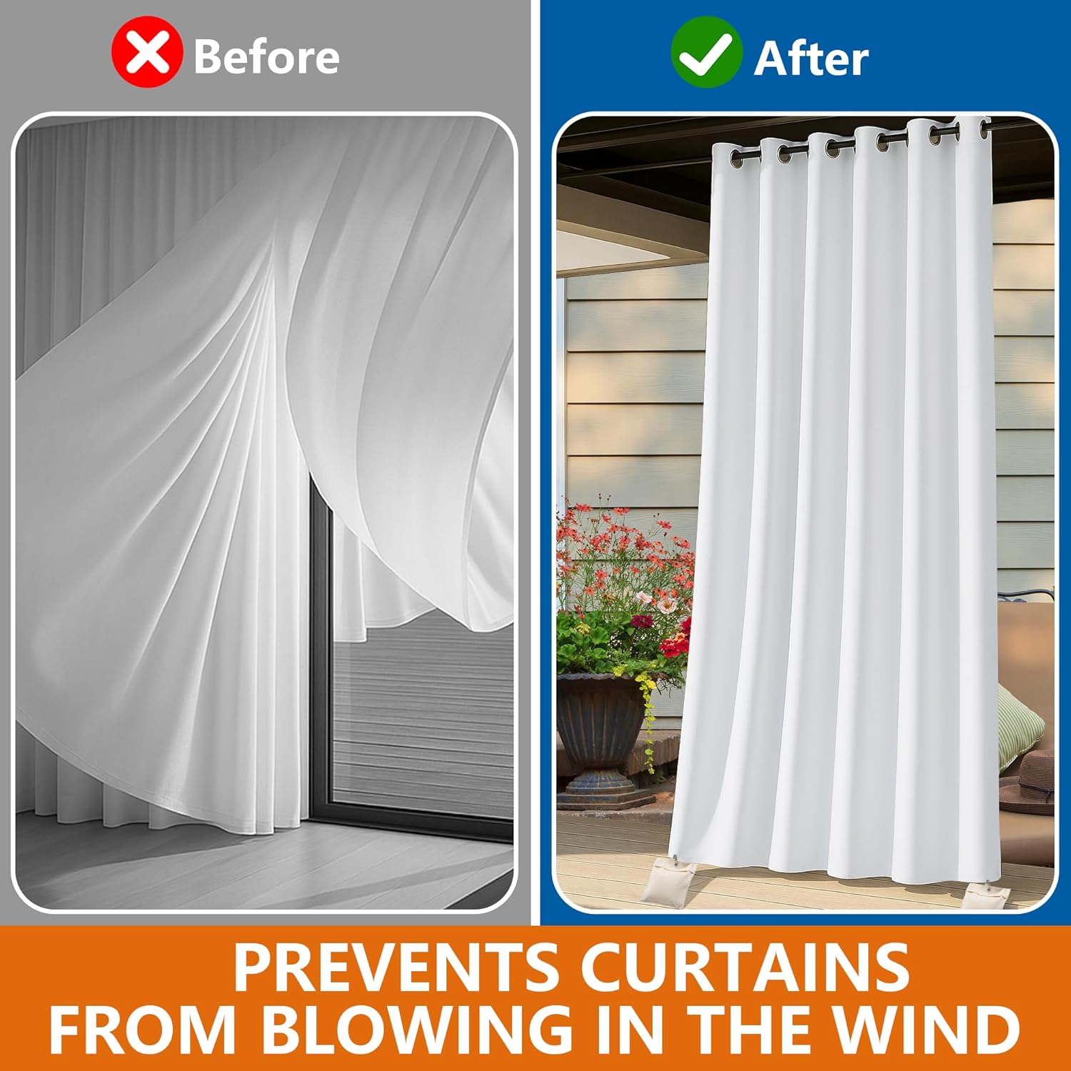 12 Pack Outdoor Curtain Weight Bags, Patio Curtain Sandbag with Sealed Bags and Clips, Reusable Drapery Weighted Bags for Home Outdoor Pergola Gazebo Front Porch (Beige)