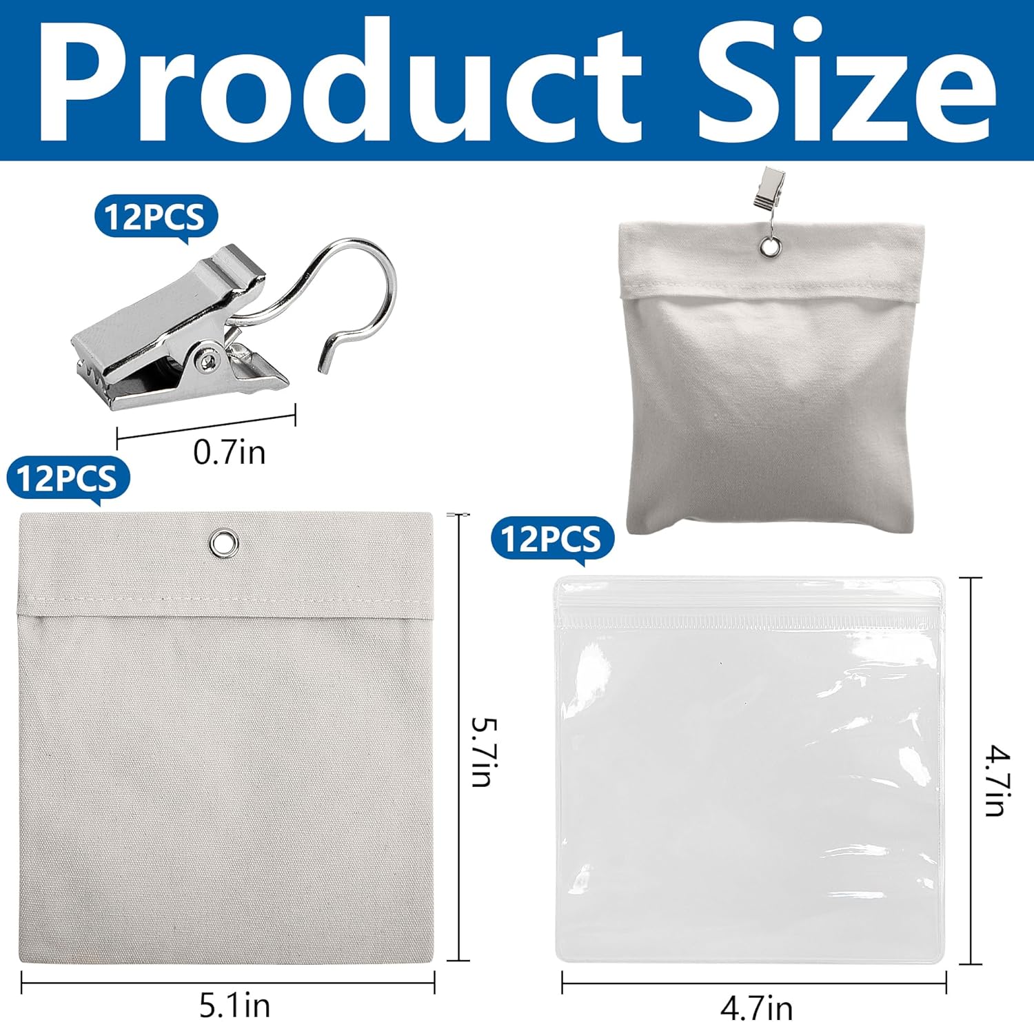12 Pack Outdoor Curtain Weights Bag, Patio Curtain Sandbag with Sealed Bags and Clips, Reusable Drapery Weighted Bags for Home Outdoor Pergola Gazebo Front Porch (Grey)