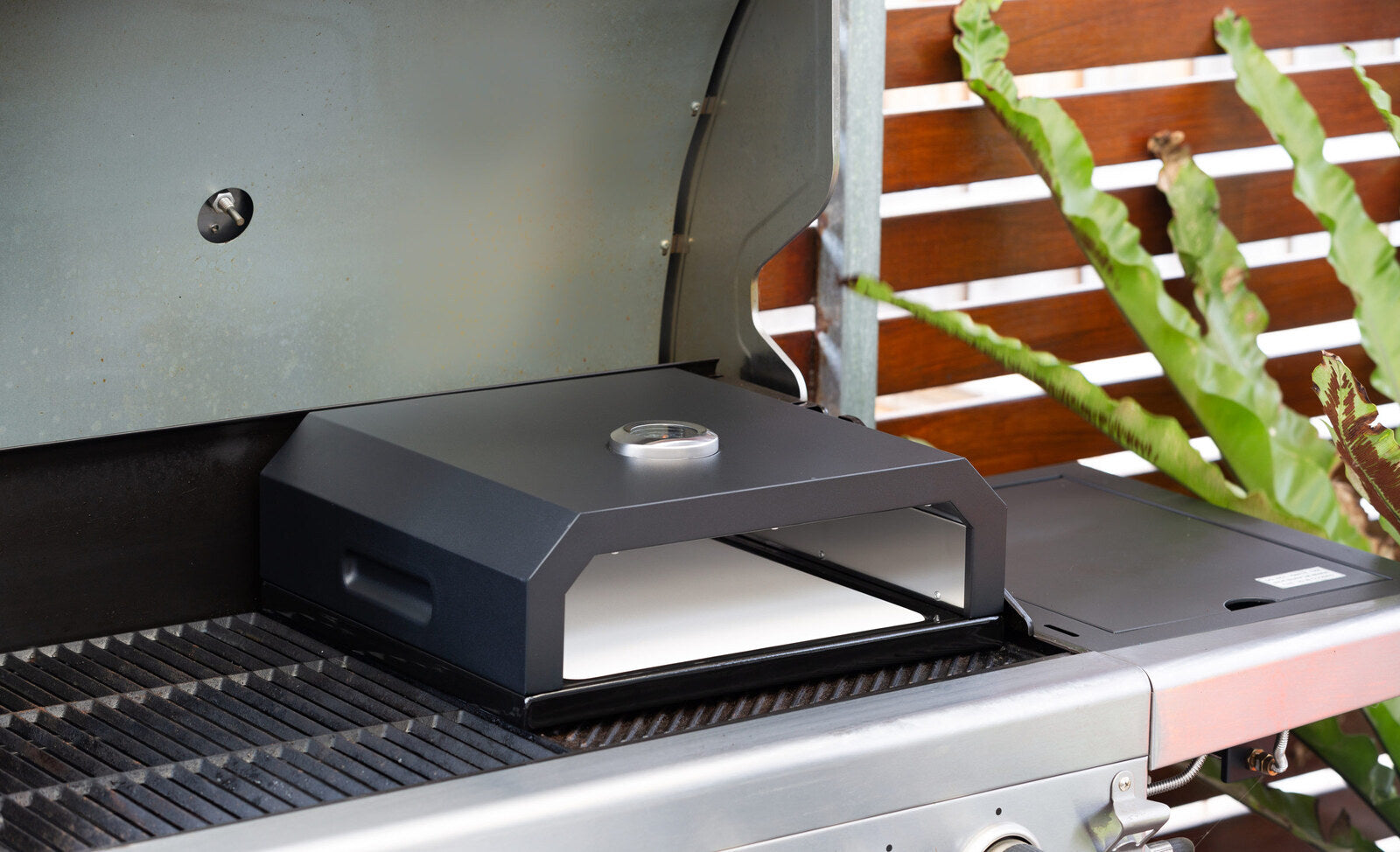 BBQ Pizza Oven Box with Built-in Thermometer – Stainless Steel Pizza Oven for BBQ Grills