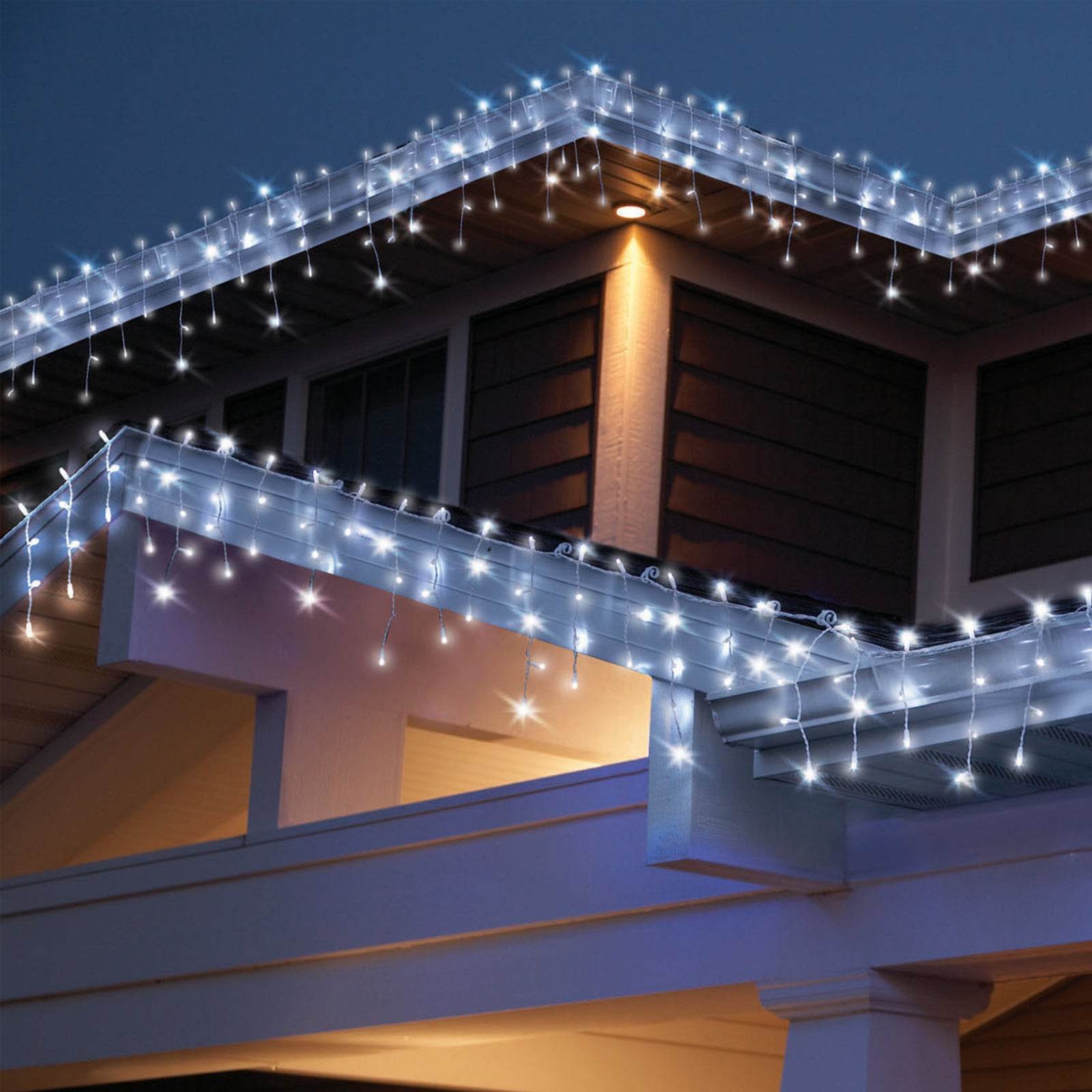 Solar White Curtain Christmas Lights | Outdoorium