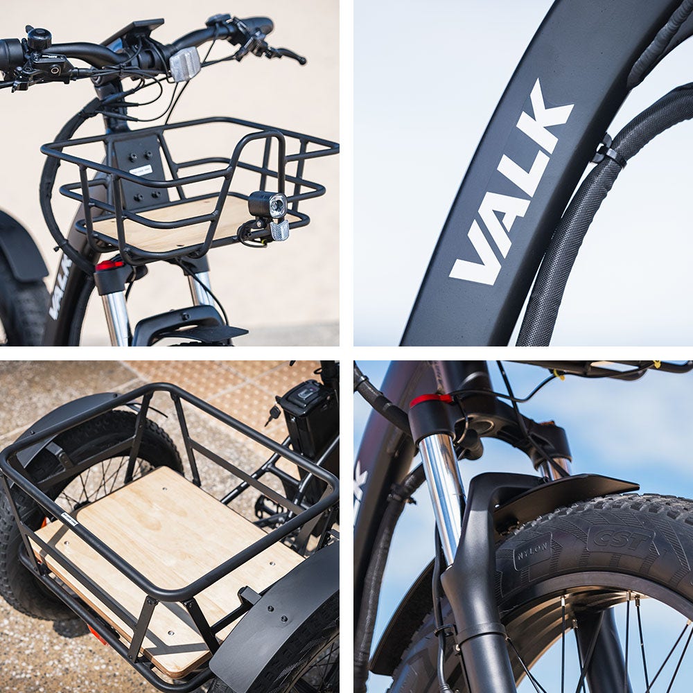 VALK Electric Fat Tyre Tricycle, 500W, Throttle, Hydraulic Disc Brakes, Alloy Frame, Suspension, Black
