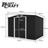 PLANTCRAFT Galvanised Steel Garden Shed 2.58 x 2.07 x 2.02m, with 2 Sliding Doors, 4 Air Vents, Gable Roof, Floor Frame, Black | Home & Garden > Storage > Sheds