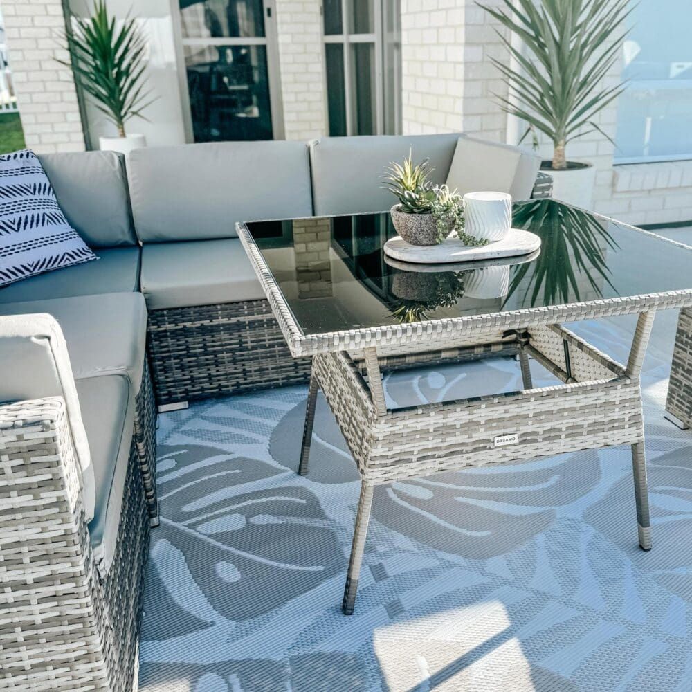 8PC Outdoor Dining Set Wicker Table & Chairs-Grey – product image 2