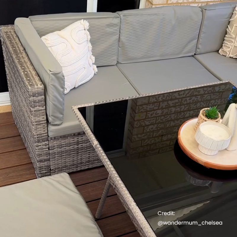 8PC Outdoor Dining Set Wicker Table & Chairs-Grey – product image 5
