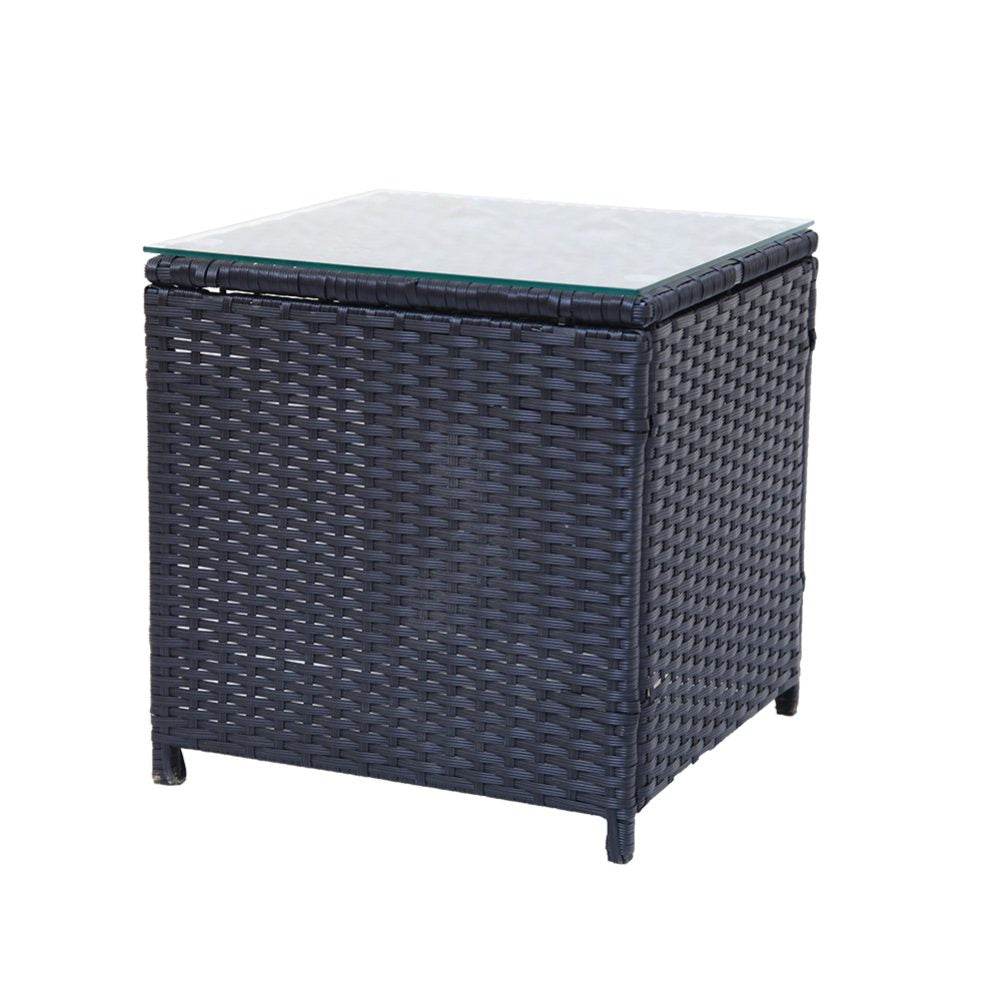 3PC Outdoor Table and Chairs Set-Black - Outdoorium