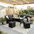 Ella 8-Seater Modular Outdoor Garden Lounge and Dining Set with Table and Stools in Black