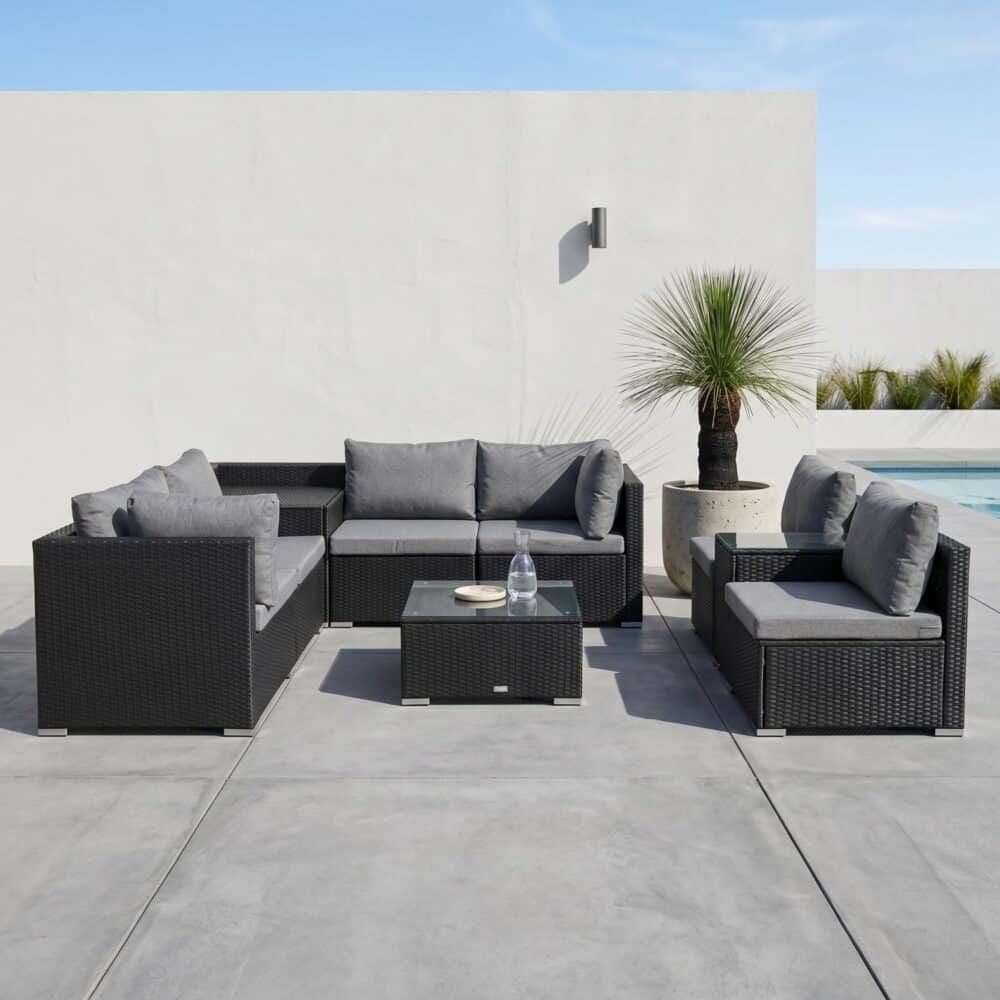 Modular Outdoor Lounge Set-9pcs Sofa, Armchairs and Coffee Table