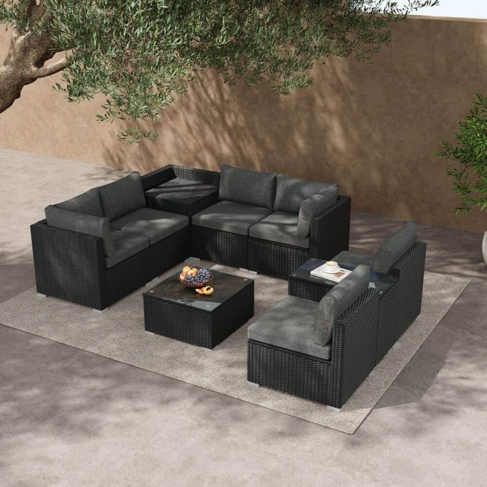 Modular Outdoor Lounge Set-9pcs Sofa, Armchairs and Coffee Table – product image 3