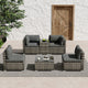 Outdoor Modular Lounge Sofa with Wicker End Table Set