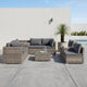 9PCS Outdoor Furniture Modular Lounge Sofa with Wicker End Table