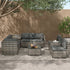 9PCS Outdoor Furniture Modular Lounge Sofa with Wicker End Table