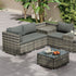 9PCS Outdoor Furniture Modular Lounge Sofa with Wicker End Table