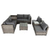 9PCS Outdoor Furniture Modular Lounge Sofa with Wicker End Table