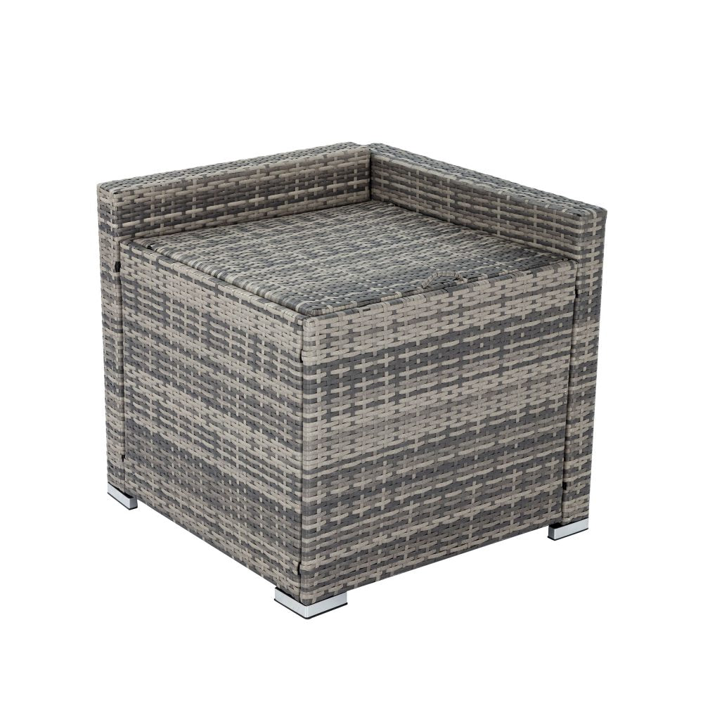 9PCS Outdoor Furniture Modular Lounge Sofa with Wicker End Table