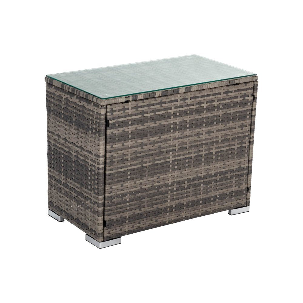 9PCS Outdoor Furniture Modular Lounge Sofa with Wicker End Table