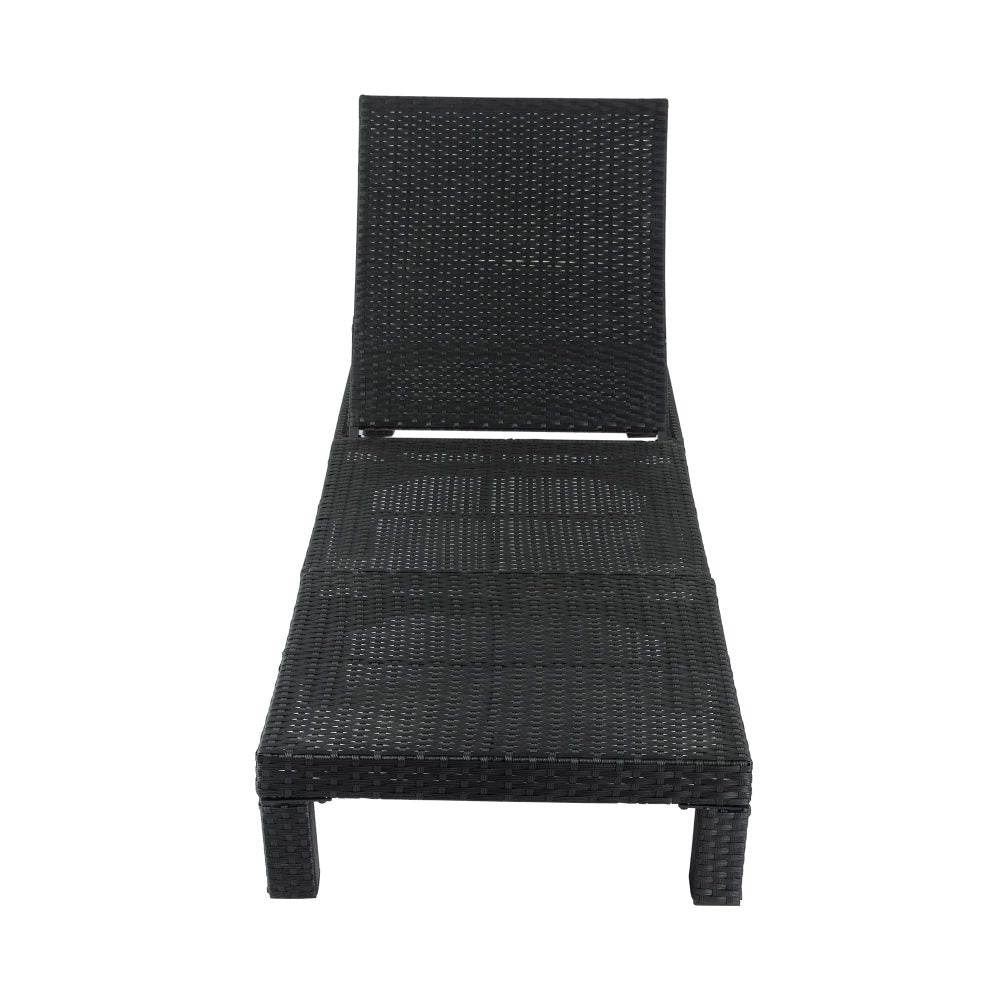 Black Rattan Sunbed with Adjustable Recline - Outdoorium
