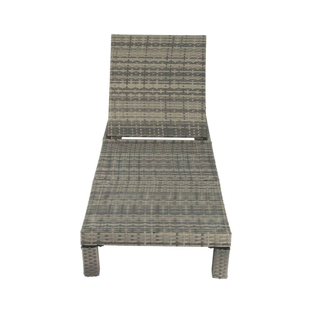 Grey Rattan Sun Bed with Adjustable Recline - Outdoorium