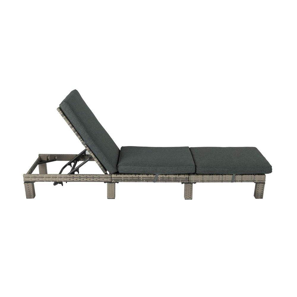 Grey Rattan Sun Bed with Adjustable Recline - Outdoorium