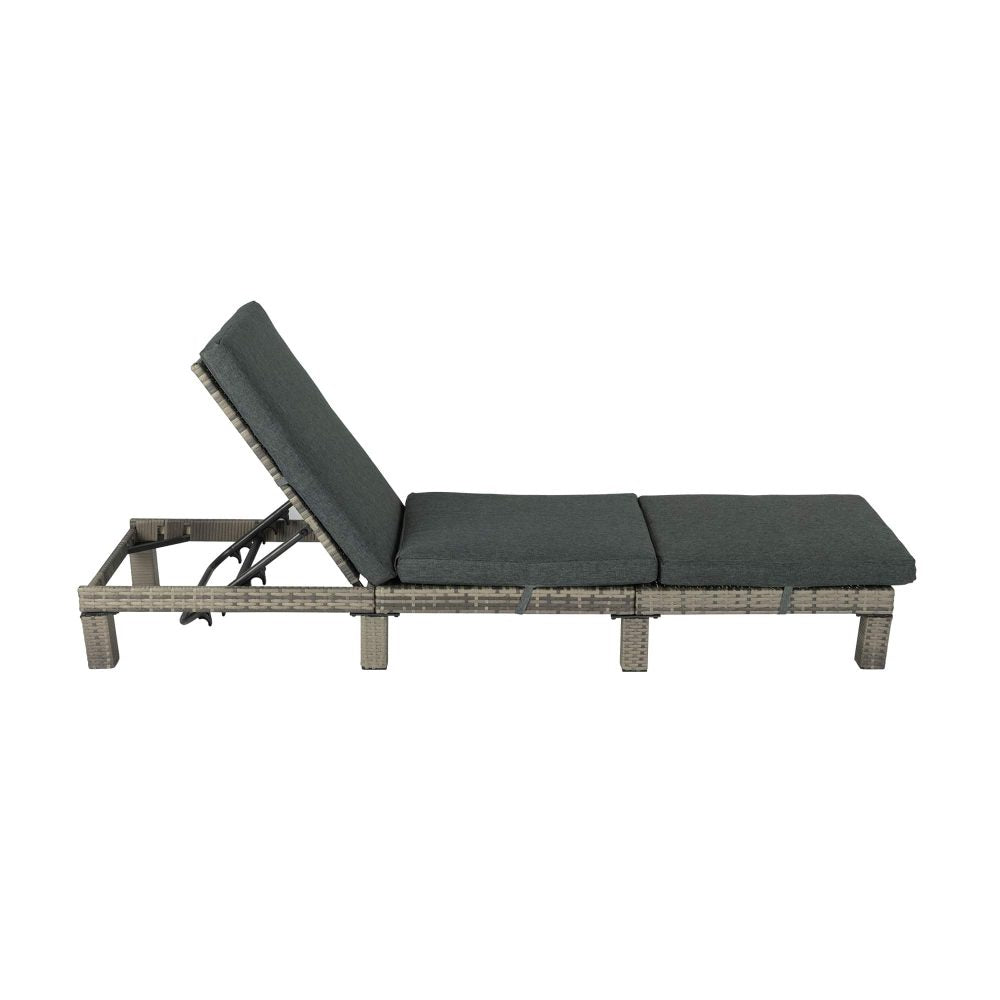 Grey Rattan Sun Bed with Adjustable Recline