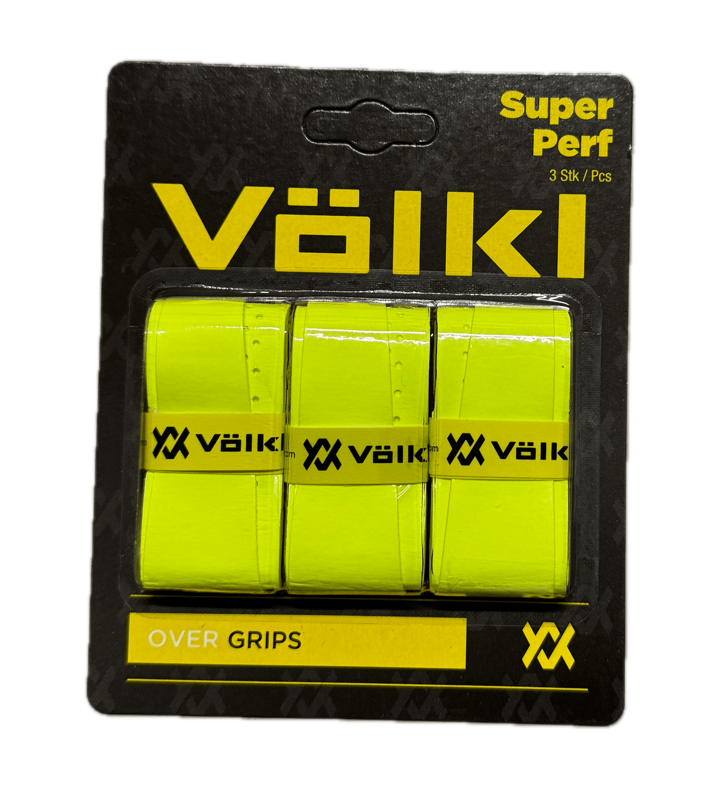 Volkl Super Perf Over Grip Neon Yellow Overgrip Tennis Squash Badminton - 3 Pack - Outdoorium
