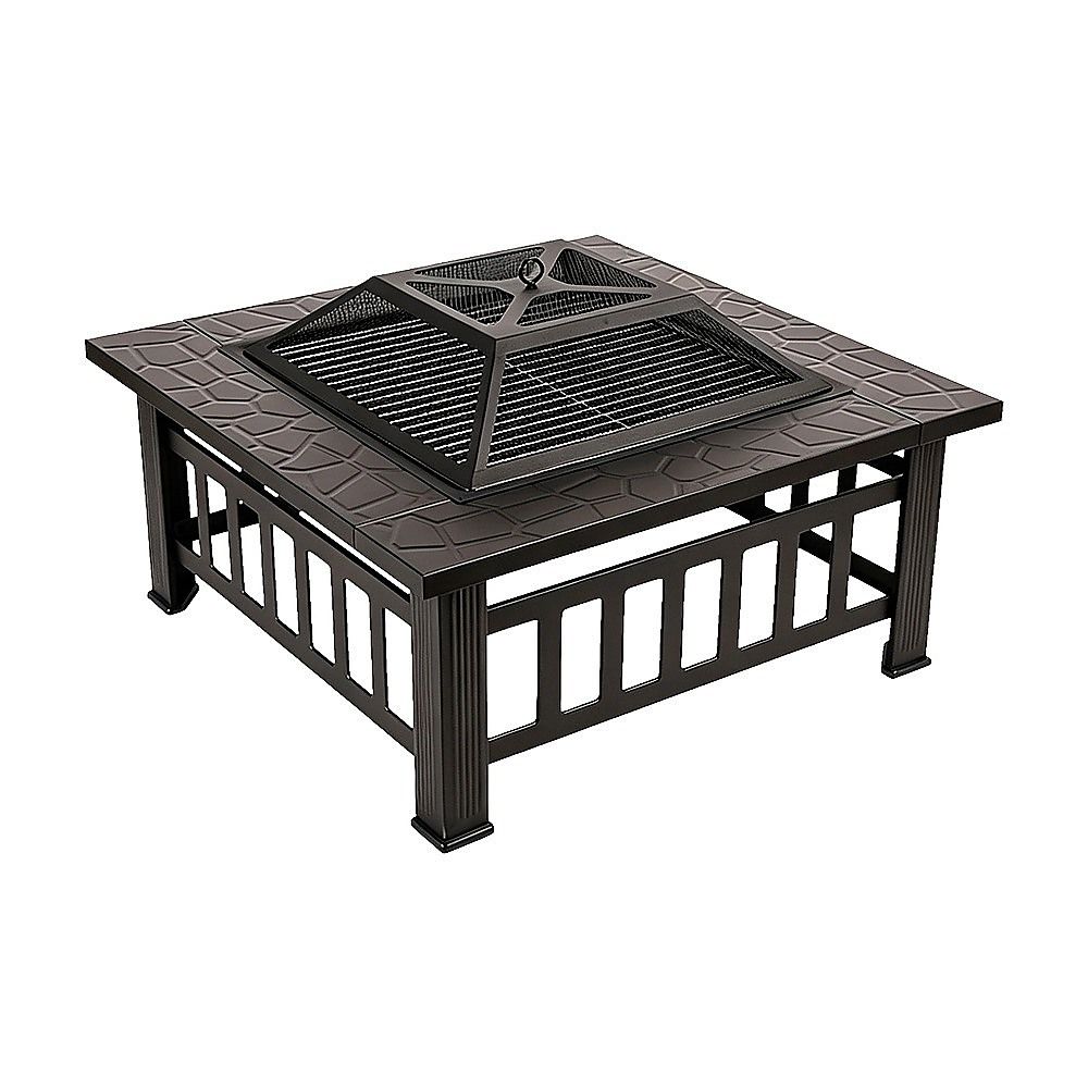 Square Metal Fire Pit Outdoor Heater - 45.7cm