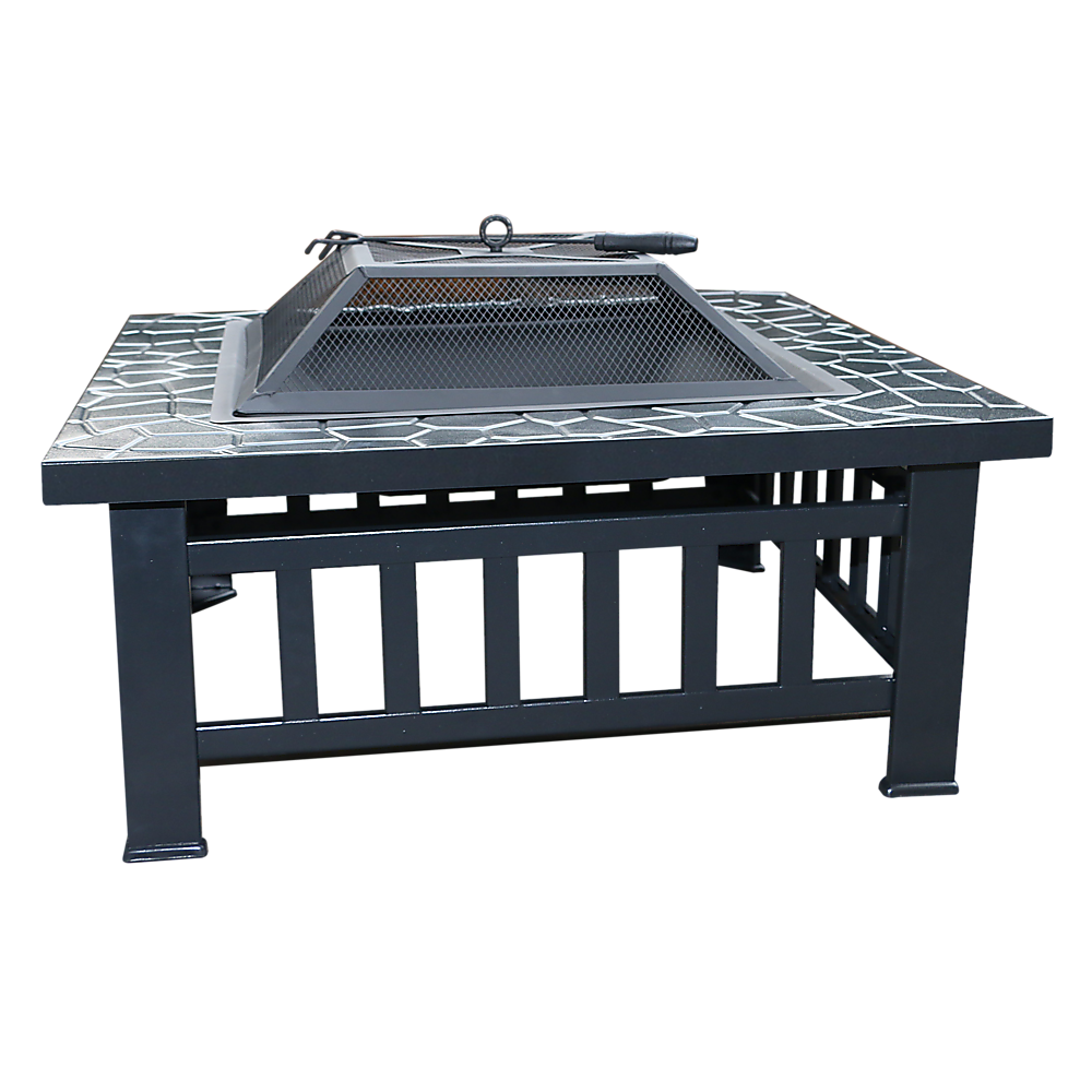Square Metal Fire Pit Outdoor Heater - 45.7cm
