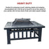 Square Metal Fire Pit Outdoor Heater - 45.7cm