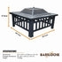 Square Metal Fire Pit Outdoor Heater - 45.7cm