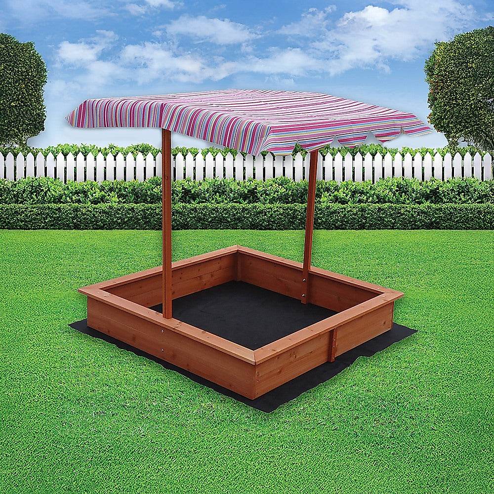 Kids Wooden Toy Sandpit with Adjustable Canopy | Outdoorium