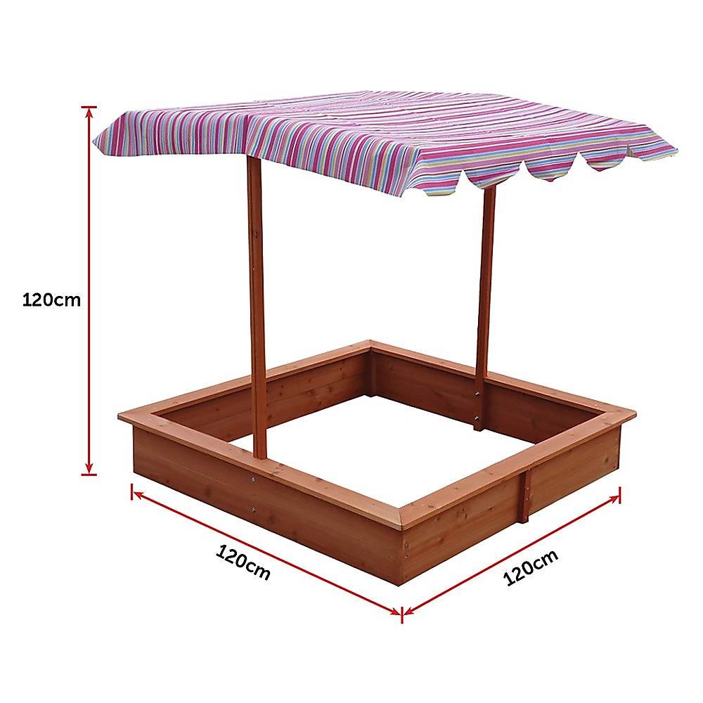 Kids Wooden Toy Sandpit with Adjustable Canopy | Outdoorium
