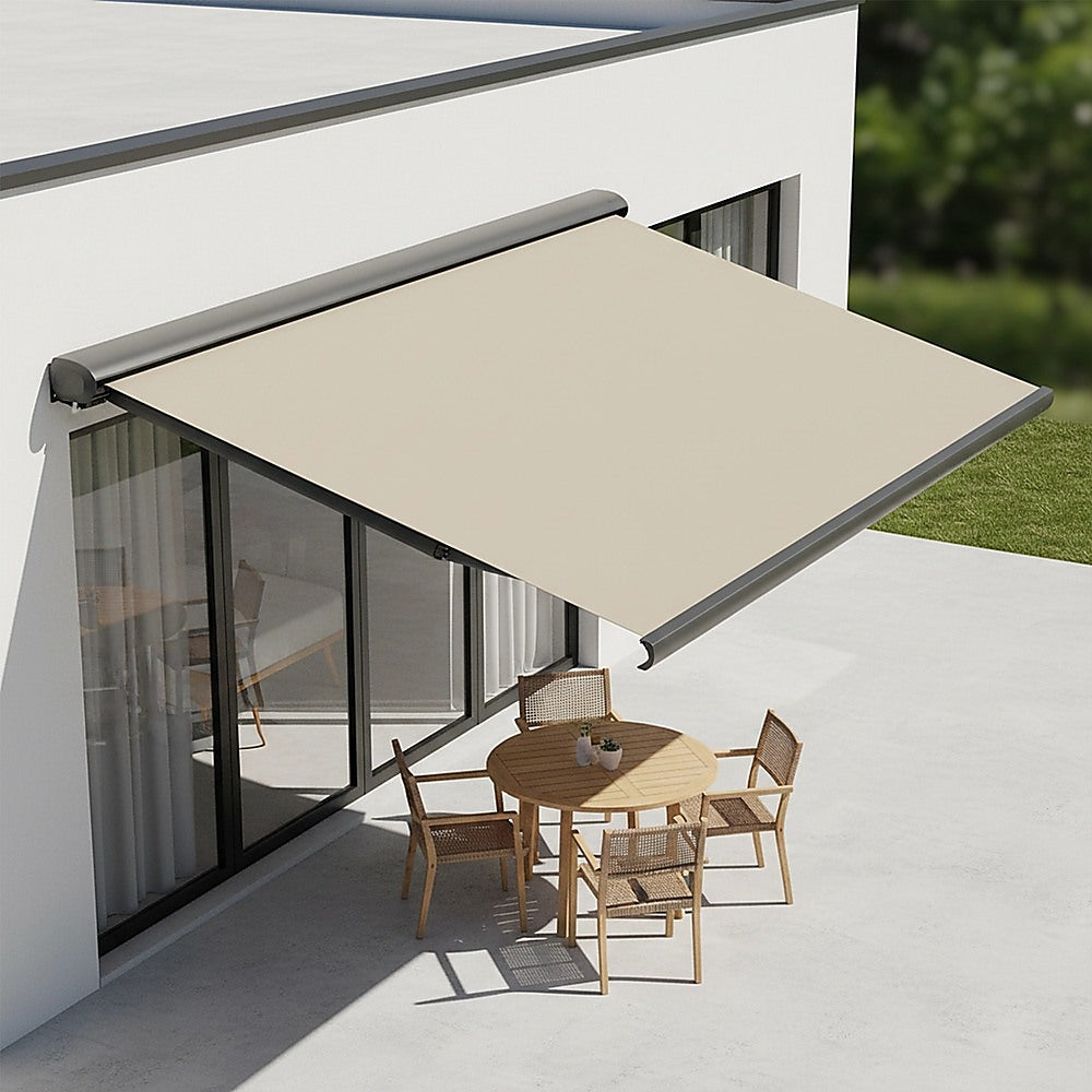 4.0m x 3.0m Retractable Folding Arm Awning Heavy Duty Full Cassette Motorised