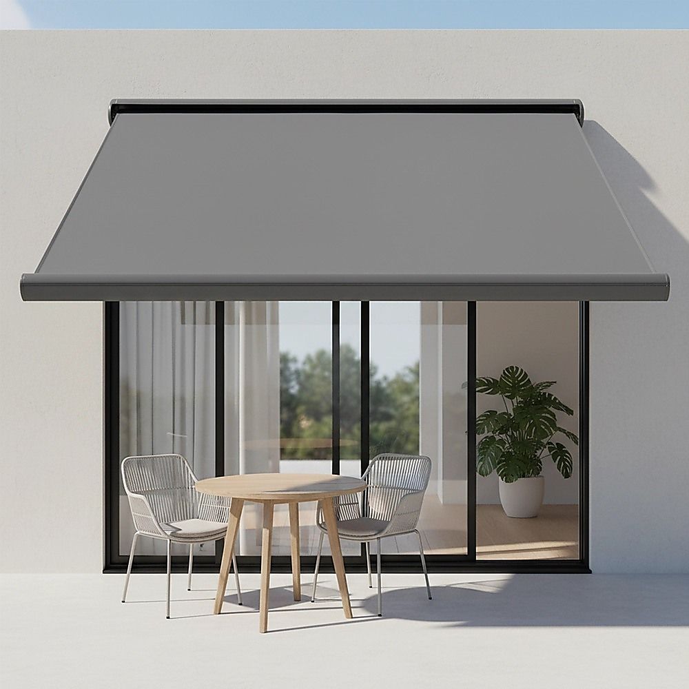 Motorised Retractable Awning – 4x3m Grey Full Cassette Design
