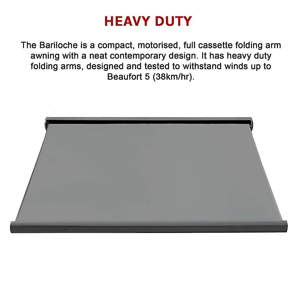 Motorised Retractable Awning – 4x3m Grey Full Cassette Design
