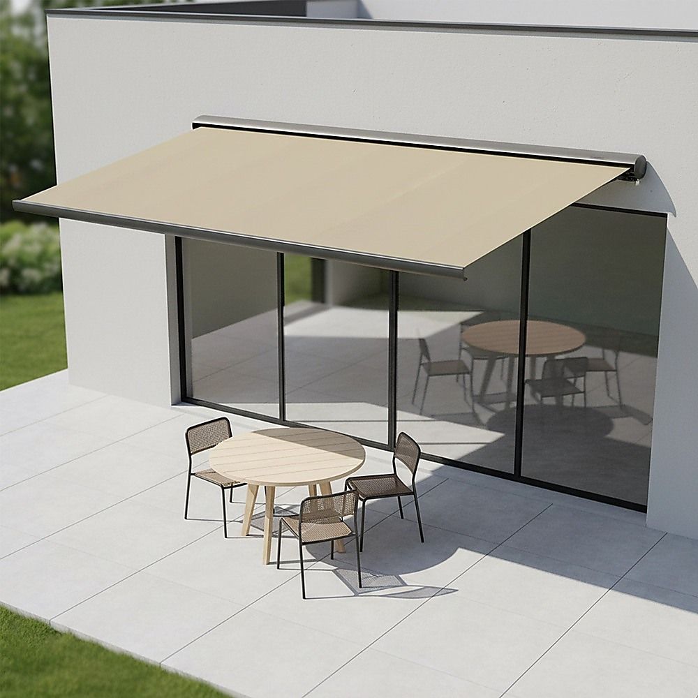 Motorised Retractable Awning – 5.0x3.0m Beige Full Cassette Design