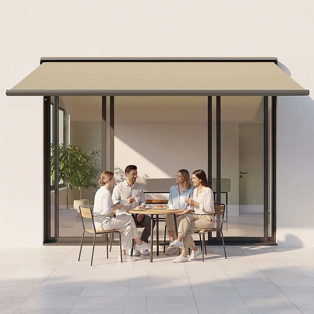 Motorised Retractable Awning – 5.0x3.0m Beige Full Cassette Design