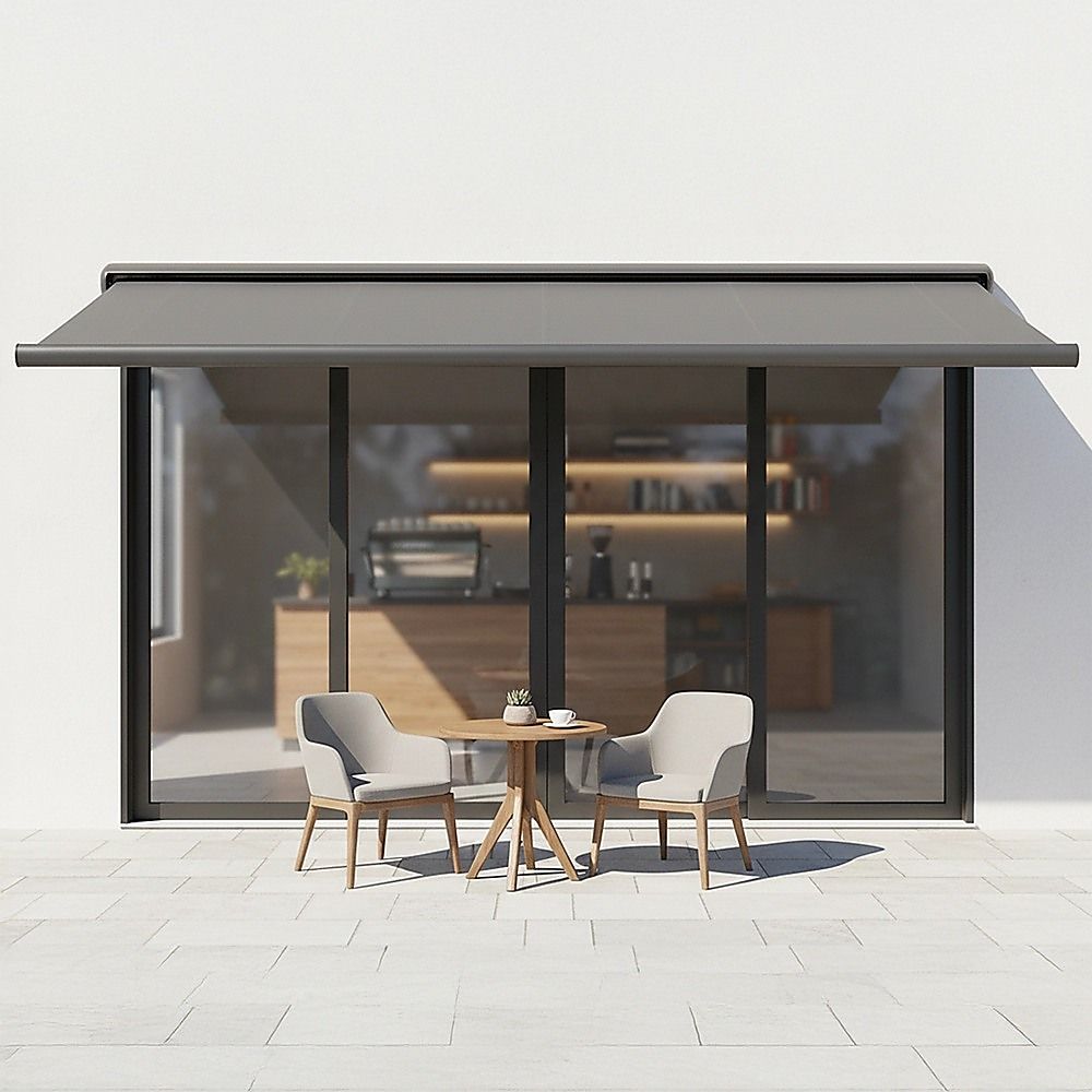 Motorised Retractable Awning – 5.0x3.0m Grey Full Cassette Design