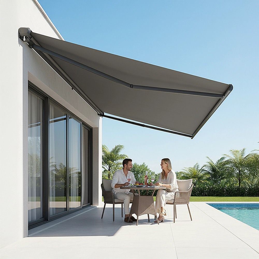 Motorised Retractable Awning – 5.0x3.0m Grey Full Cassette Design