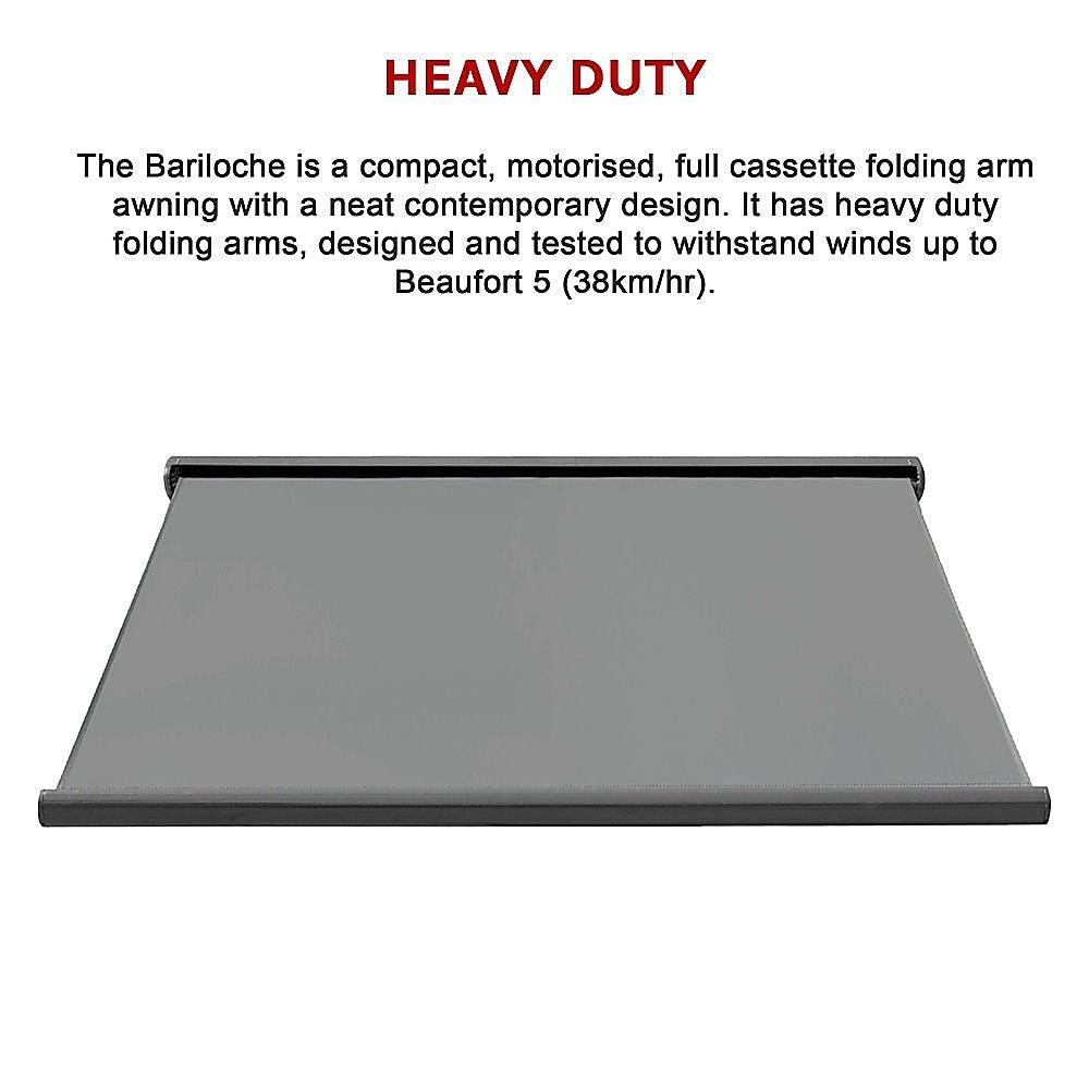Motorised Retractable Awning – 5.0x3.0m Grey Full Cassette Design