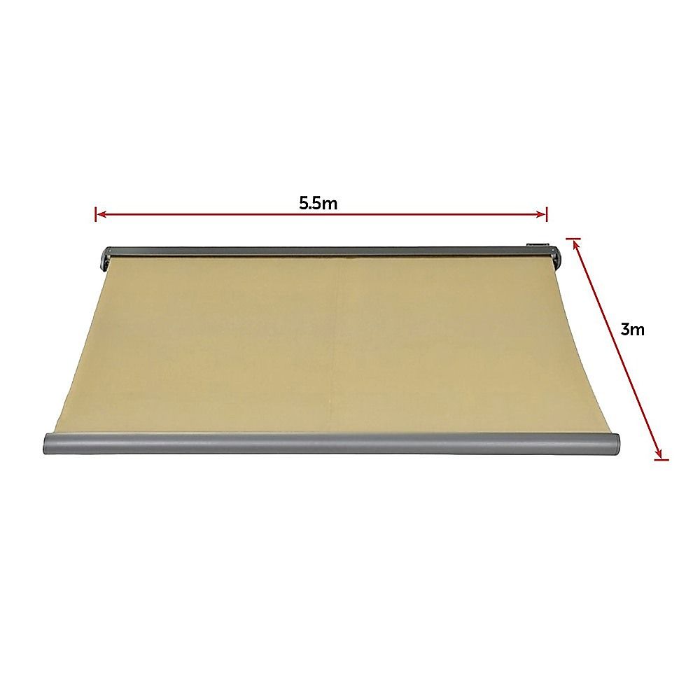 Motorised Retractable Awning – 5.5x3m Beige Full Cassette Design