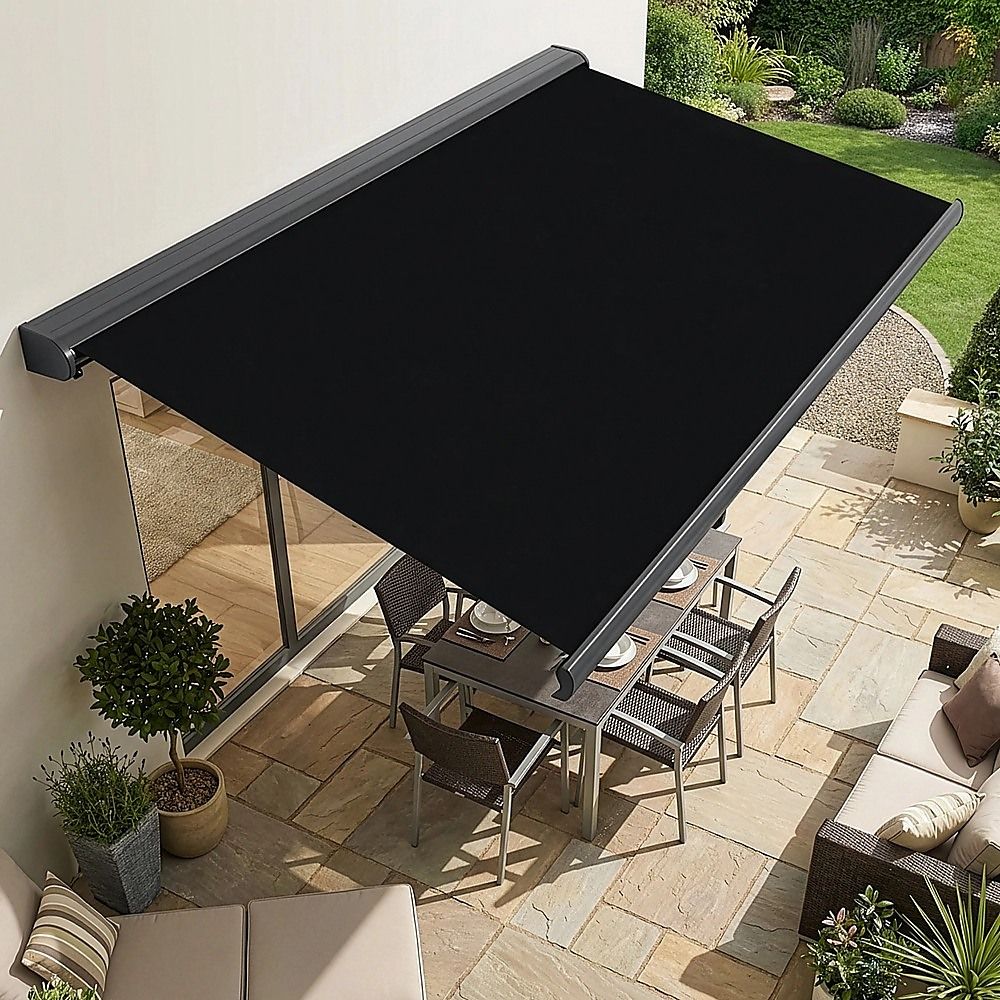 Motorised Retractable Awning – 4x3m Black Full Cassette Design