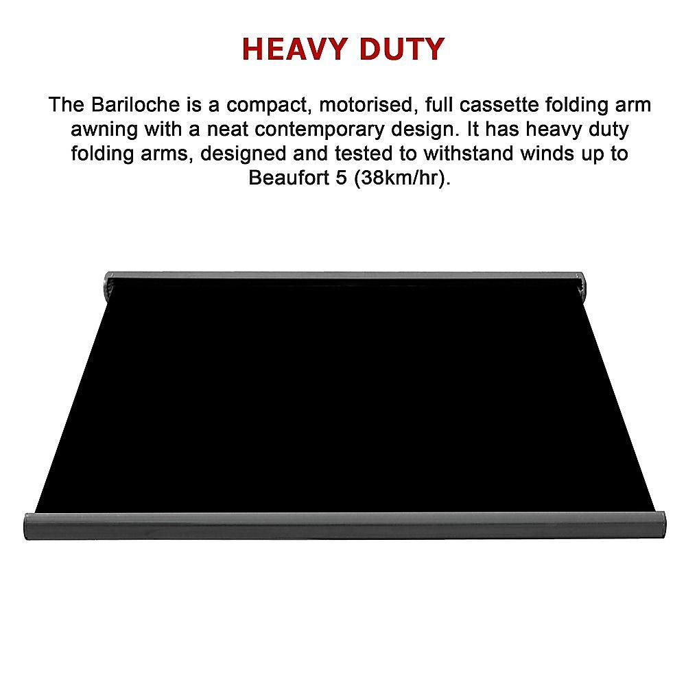 Motorised Retractable Awning – 4x3m Black Full Cassette Design