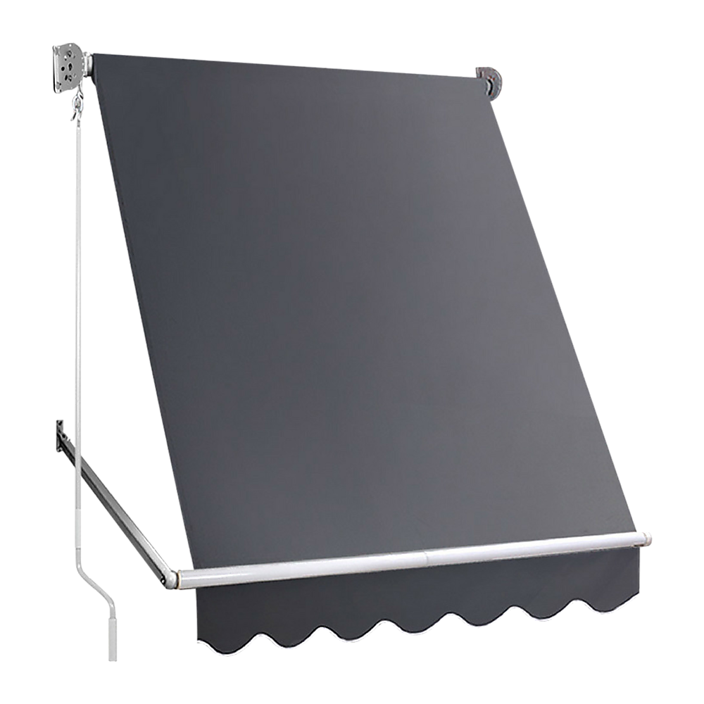 Retractable Fixed Pivot Arm Window Awning Garden Blinds 2.4m x 2.1m Grey