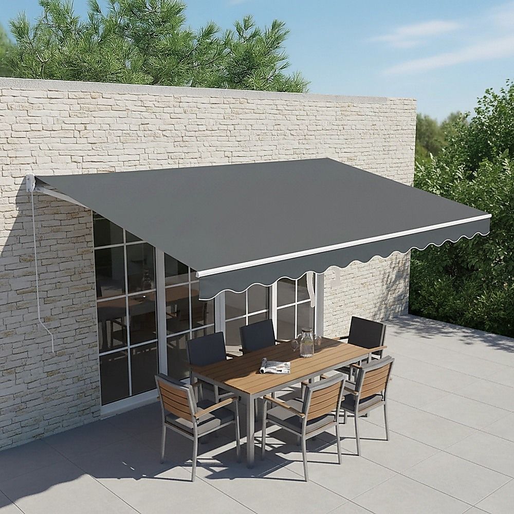 Outdoor Folding Arm Awning Retractable Sunshade Canopy Grey 5.0m x 2.5m – product image 2