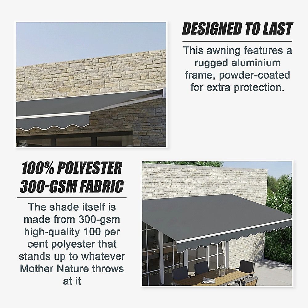 Outdoor Folding Arm Awning Retractable Sunshade Canopy Grey 5.0m x 2.5m – product image 10
