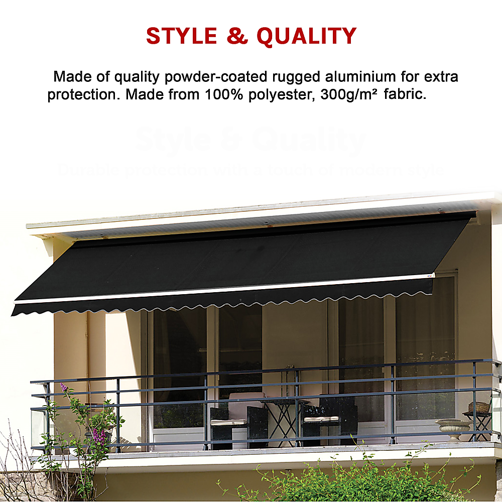 Folding Arm Awning – 5x2.5m Black Retractable Outdoor Shade – product image 7