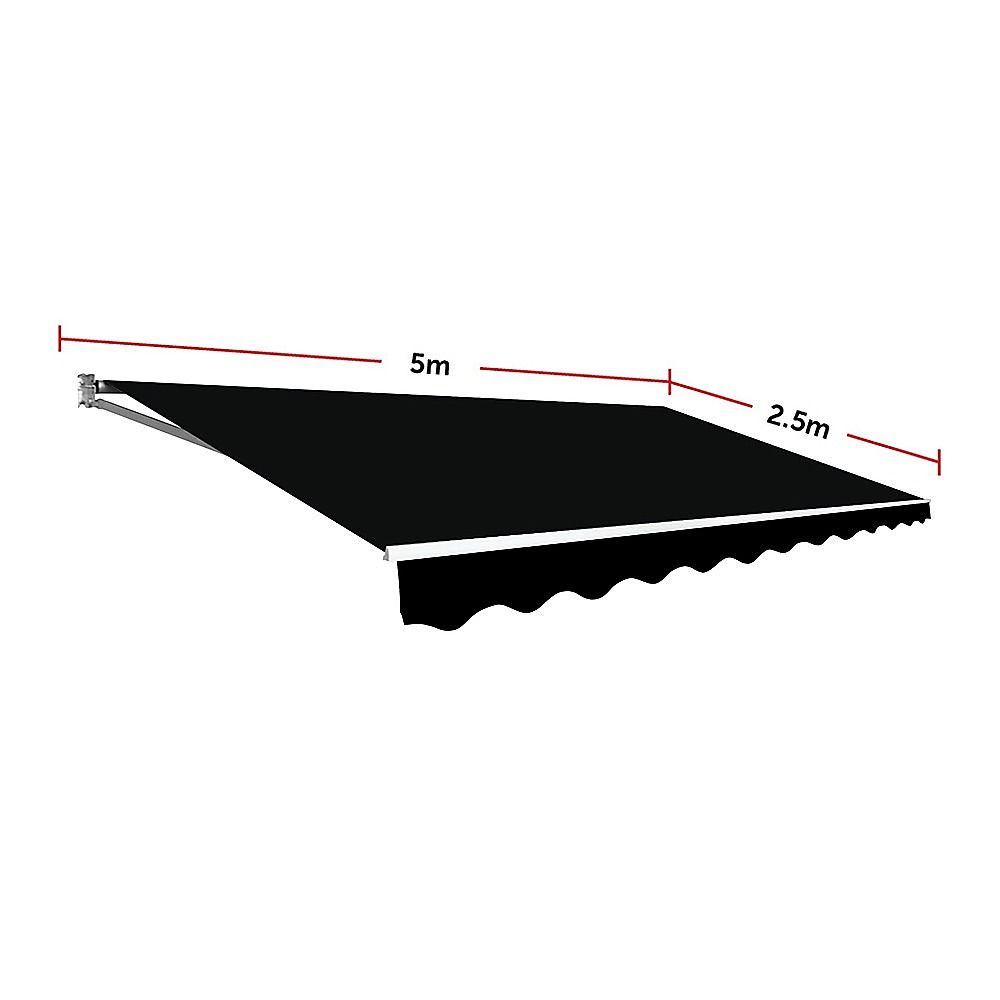 Folding Arm Awning – 5x2.5m Black Retractable Outdoor Shade – product image 10