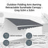 Outdoor Folding Arm Awning Retractable Sunshade Canopy Grey 5.0m x 3.0m