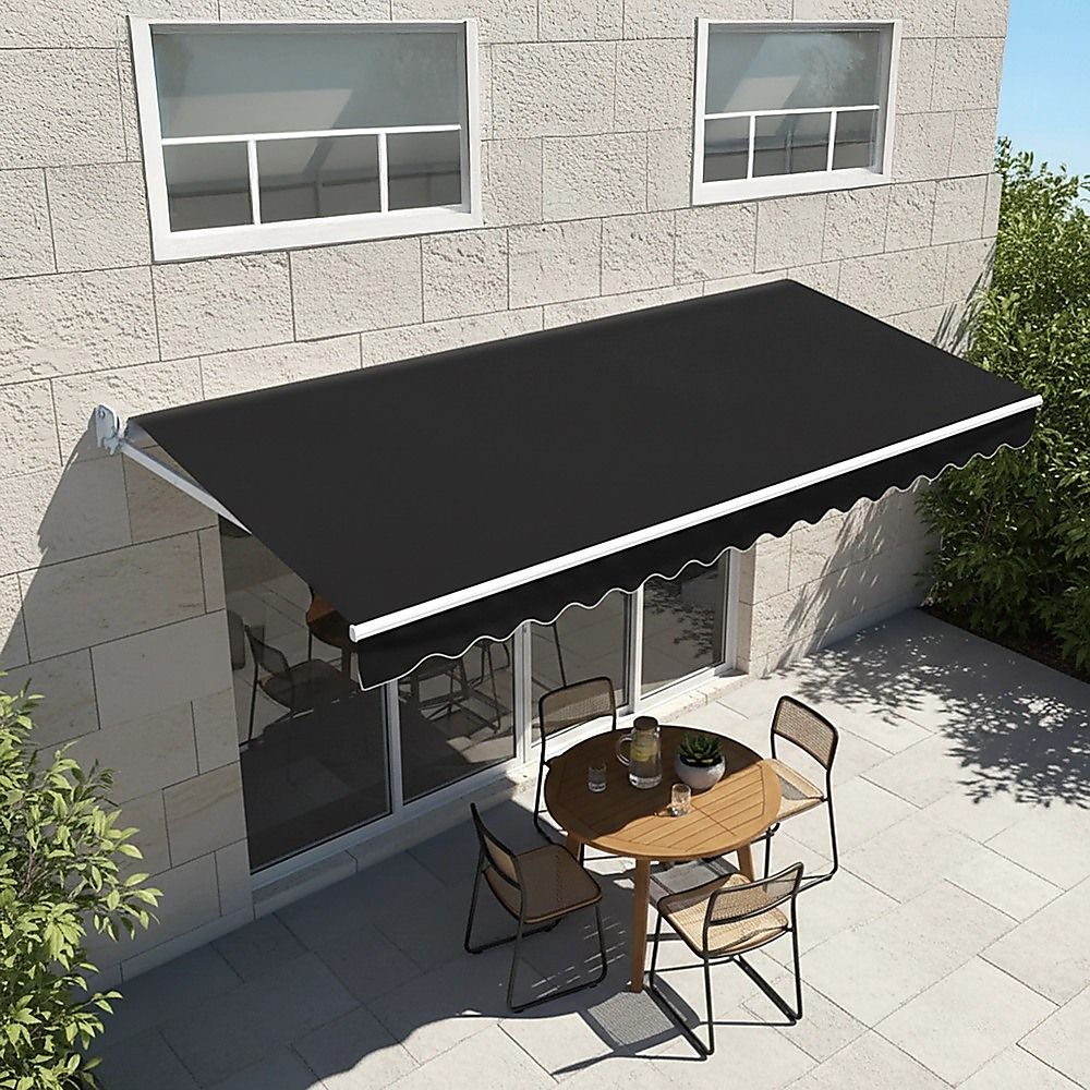 Folding Arm Awning – 5x3m Black Retractable Outdoor Shade – product image 2