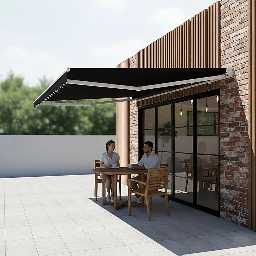 Folding Arm Awning – 5x3m Black Retractable Outdoor Shade – product image 3